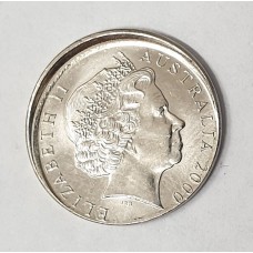 AUSTRALIA 2000 . FIVE 5 CENTS COIN . ERROR . OFF CENTRE . MIS-STRIKE . UNCIRCULATED